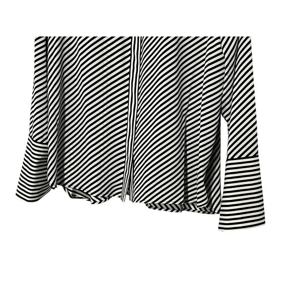 ANNE KLEIN TOP WOMENS XLARGE PRINTED SLIT-CUFF BUTTON-UP BLOUSE BLACK WHITE NEW - Picture 7 of 14